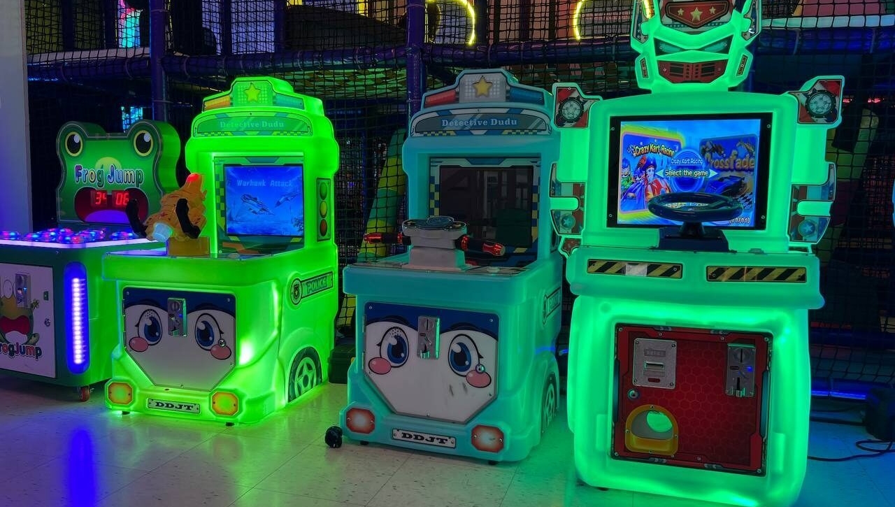 Light-up kiddie arcade rides for young children