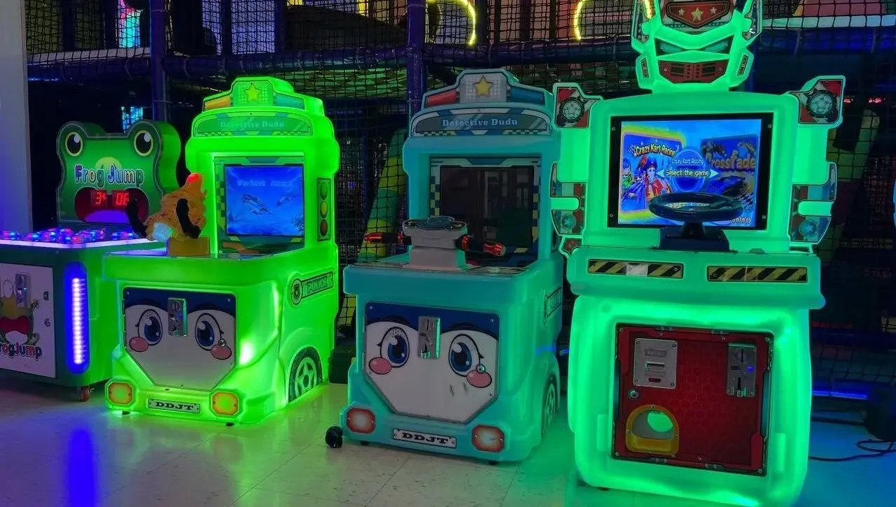 Light-up kiddie arcade rides for young children