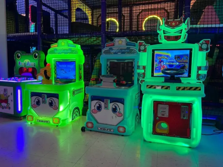 Light-up kiddie arcade rides for young children