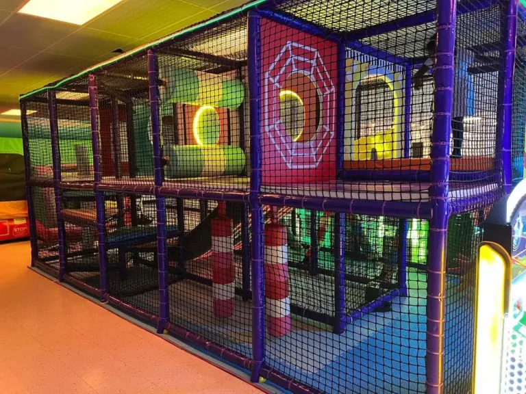 Giant multi-level soft play structure at Kart Town
