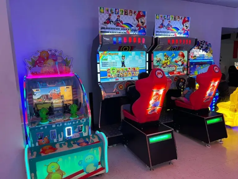 Mario Kart racing arcade machines at Kart Town
