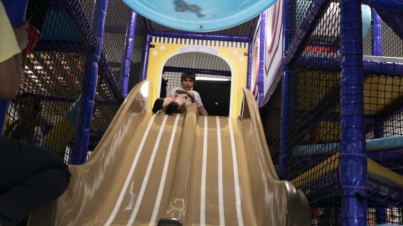 Large slide in the soft play playground