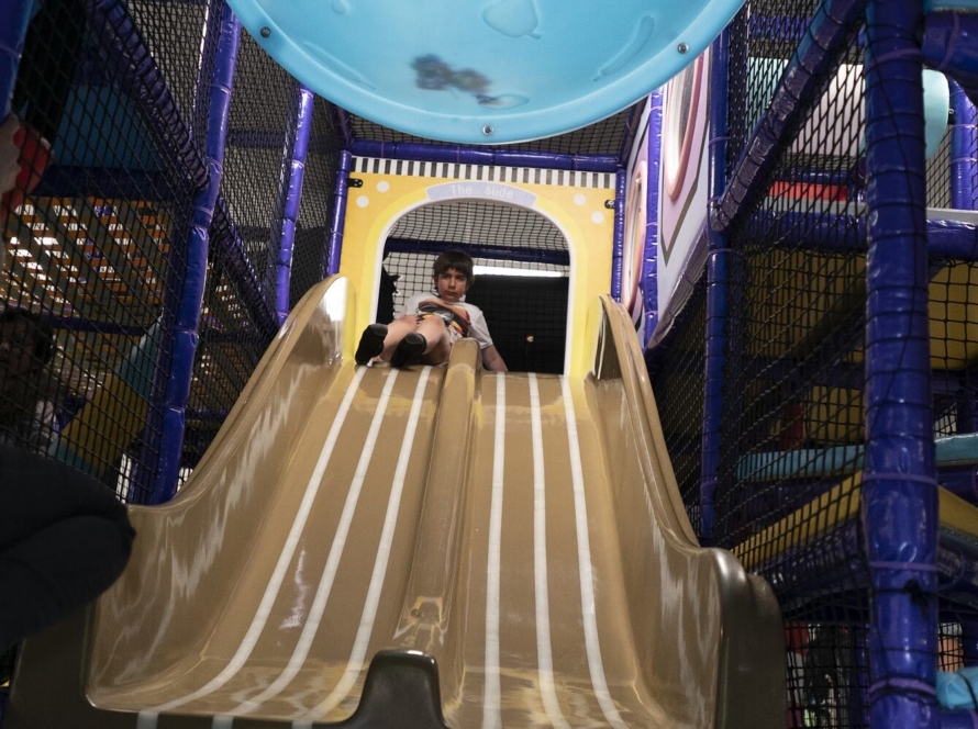 Large slide in the soft play playground