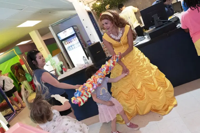 Princess character visit during Kart Town anniversary event