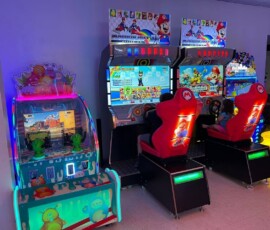 Go head-to-head on our Mario Kart racing arcade machines. Mario Kart racing arcade machines at Kart Town